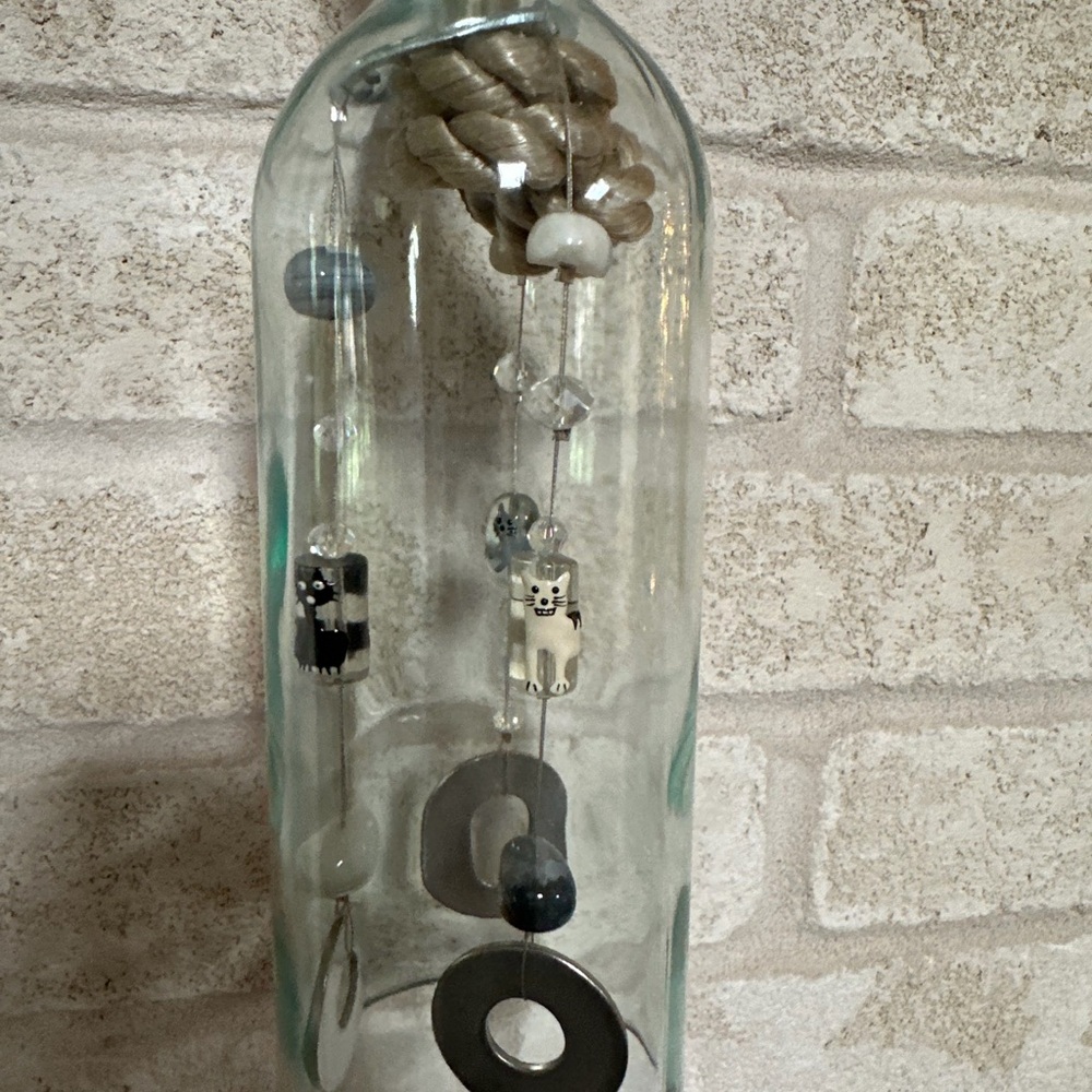 Glass Bottle Wind Chime with Charms